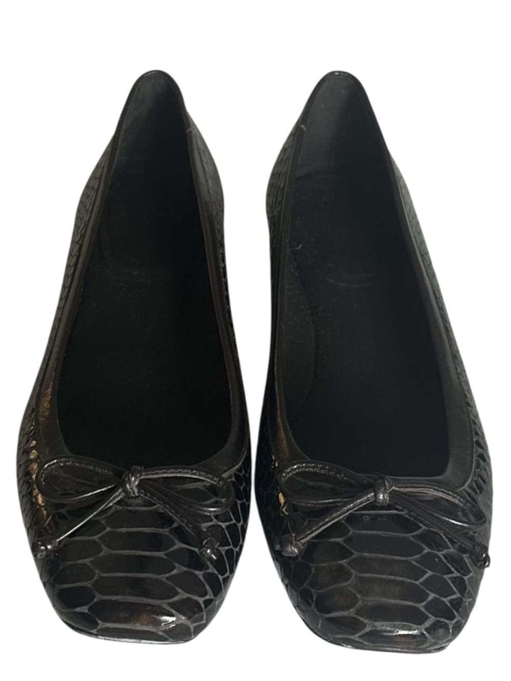 Stuart Weitzman Ballet Flats Shoes Sz 7.5 M Dark Brown Embossed Croc Leather - Picture 4 of 6